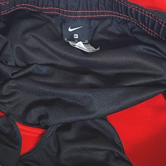 NIKE Swim Trunks XL Red Black Elastic Waist Board Shorts - Picture 10 of 13